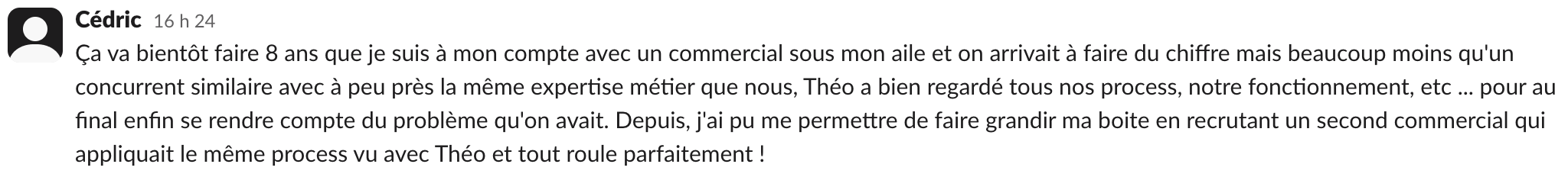 Témoignage de Cédric sur l’accompagnement commercial